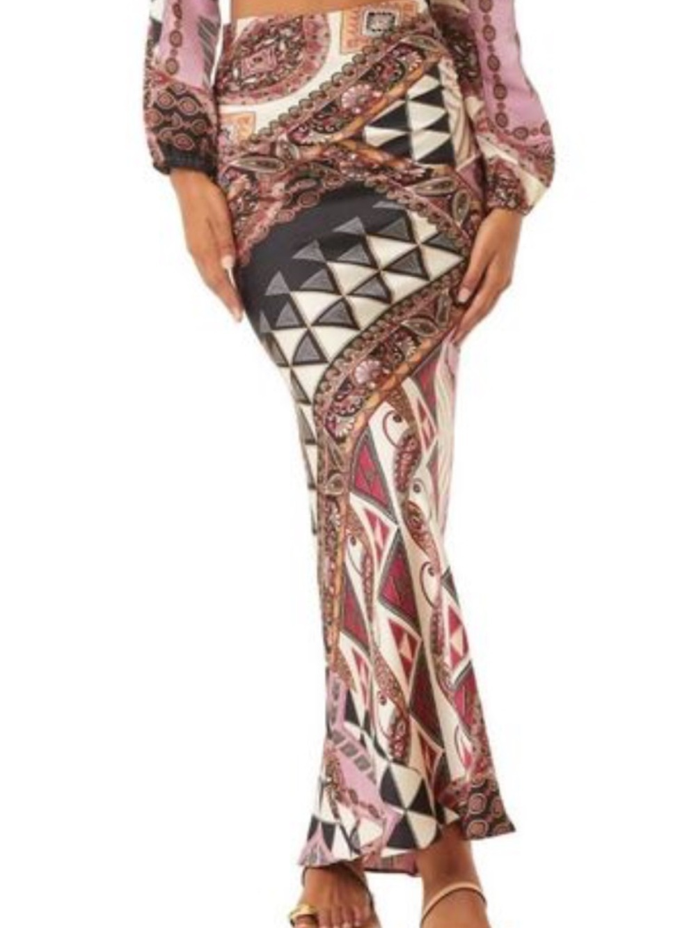 MISA Los Angeles Pink Paisley Maxi Skirt